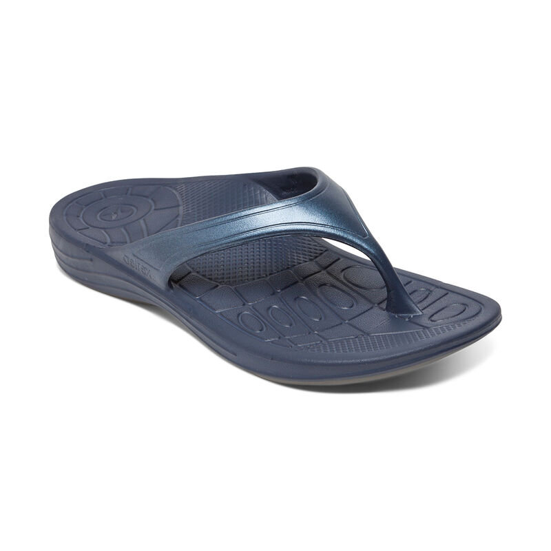 Aetrex Womens Fiji Orthotic Flips Flip Flops Navy - HZy3bnJkh